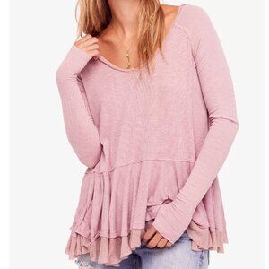 Free People Tangerine Tiered Thumbhole Swing Long Sleeve in Pink Tangerine XS